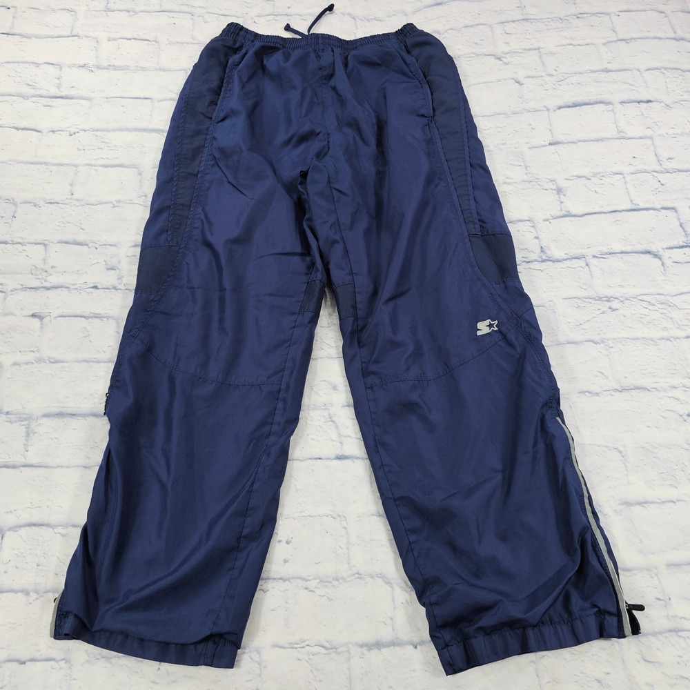 Starter Windbreaker Track Pants Mens M Navy Blue Mesh Side Stripe Vintage